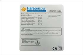 太陽能組件銘牌標簽